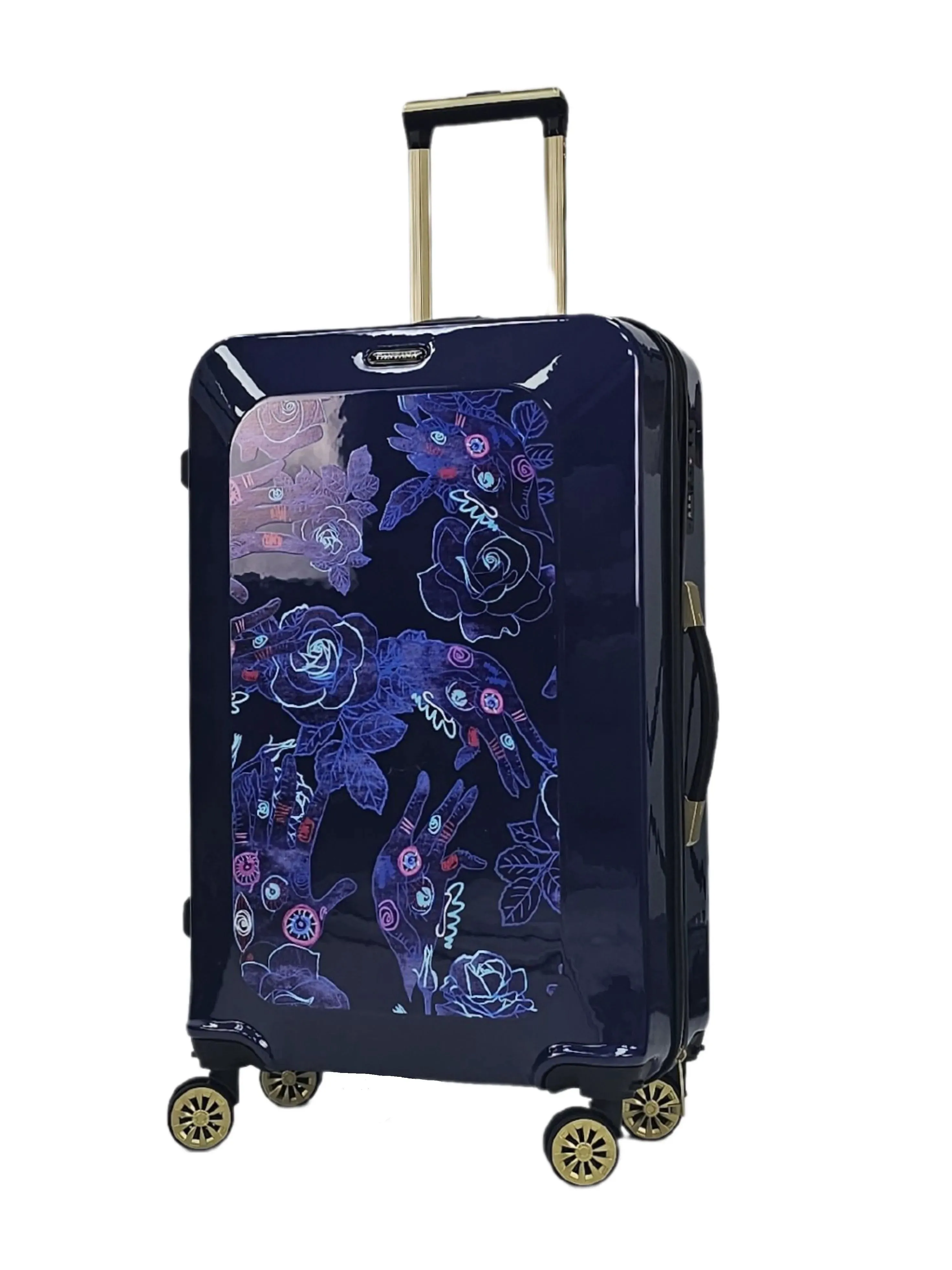 Floral Shiny Hard Case Shell Roller Wheels Suitcase