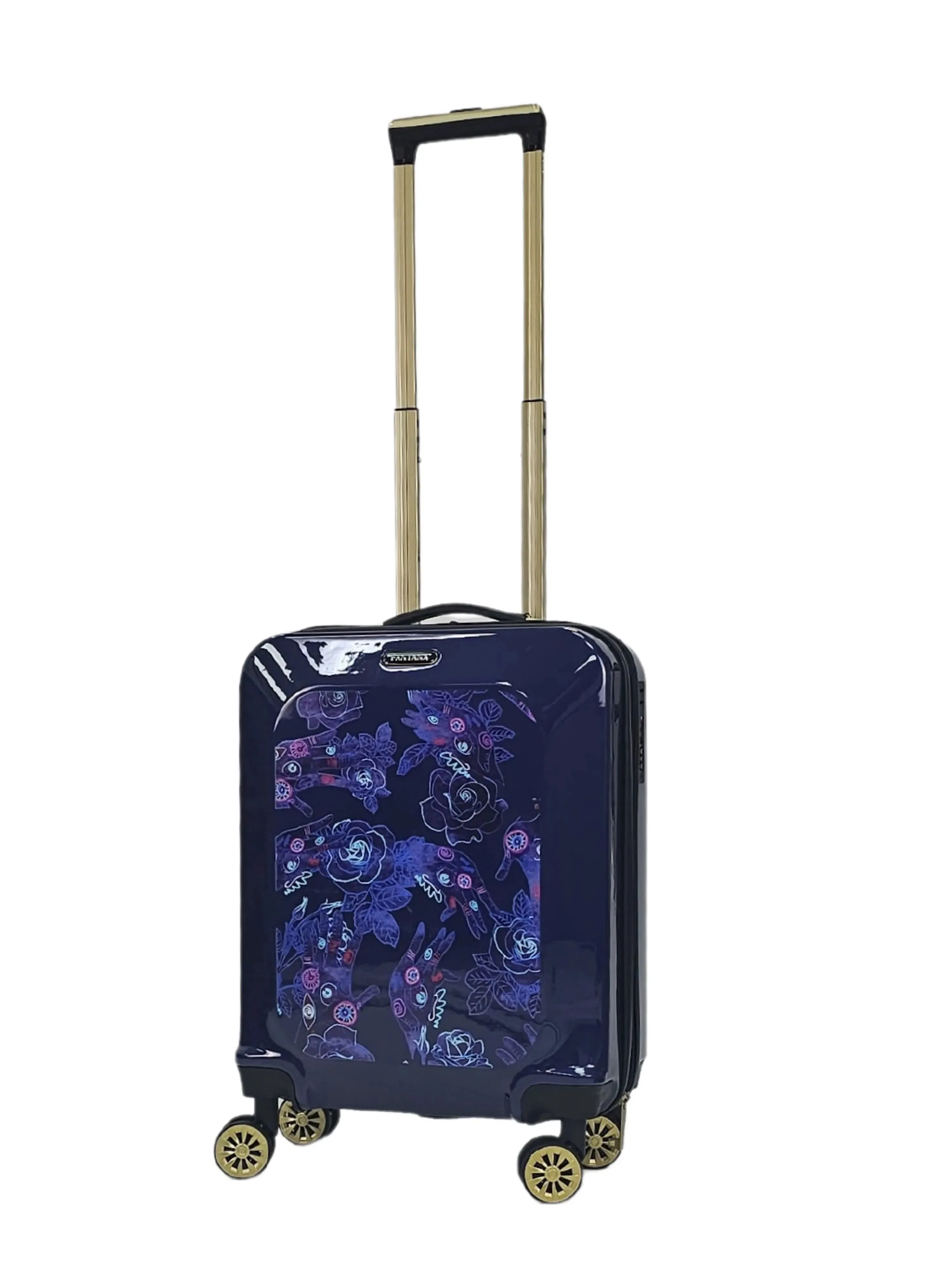 Floral Shiny Hard Case Shell Roller Wheels Suitcase