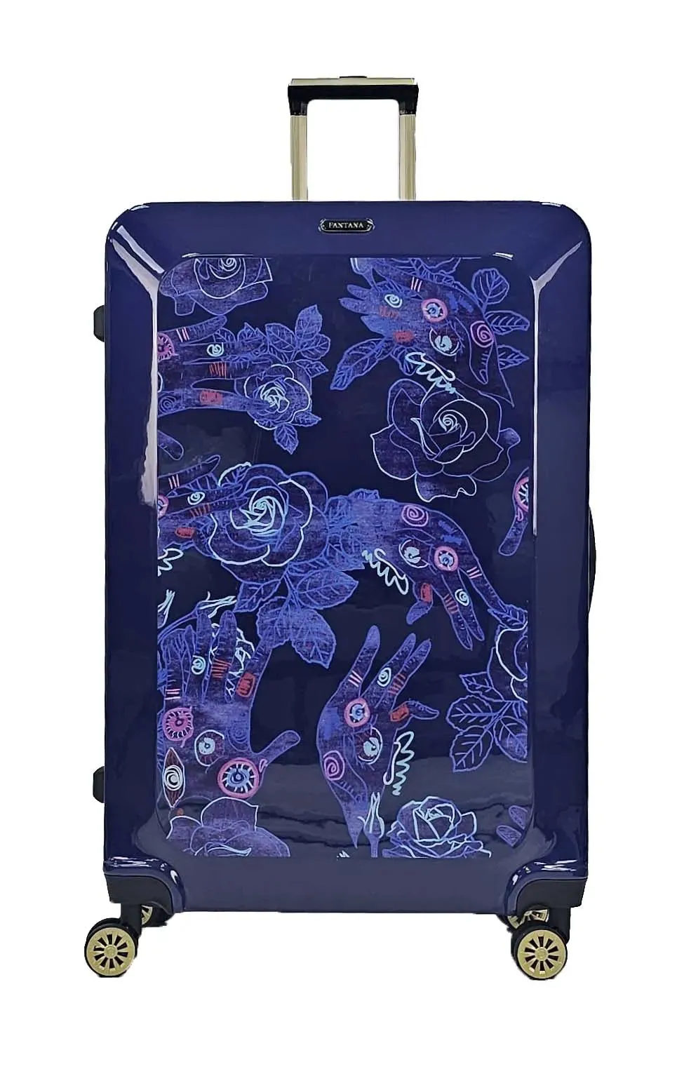 Floral Shiny Hard Case Shell Roller Wheels Suitcase