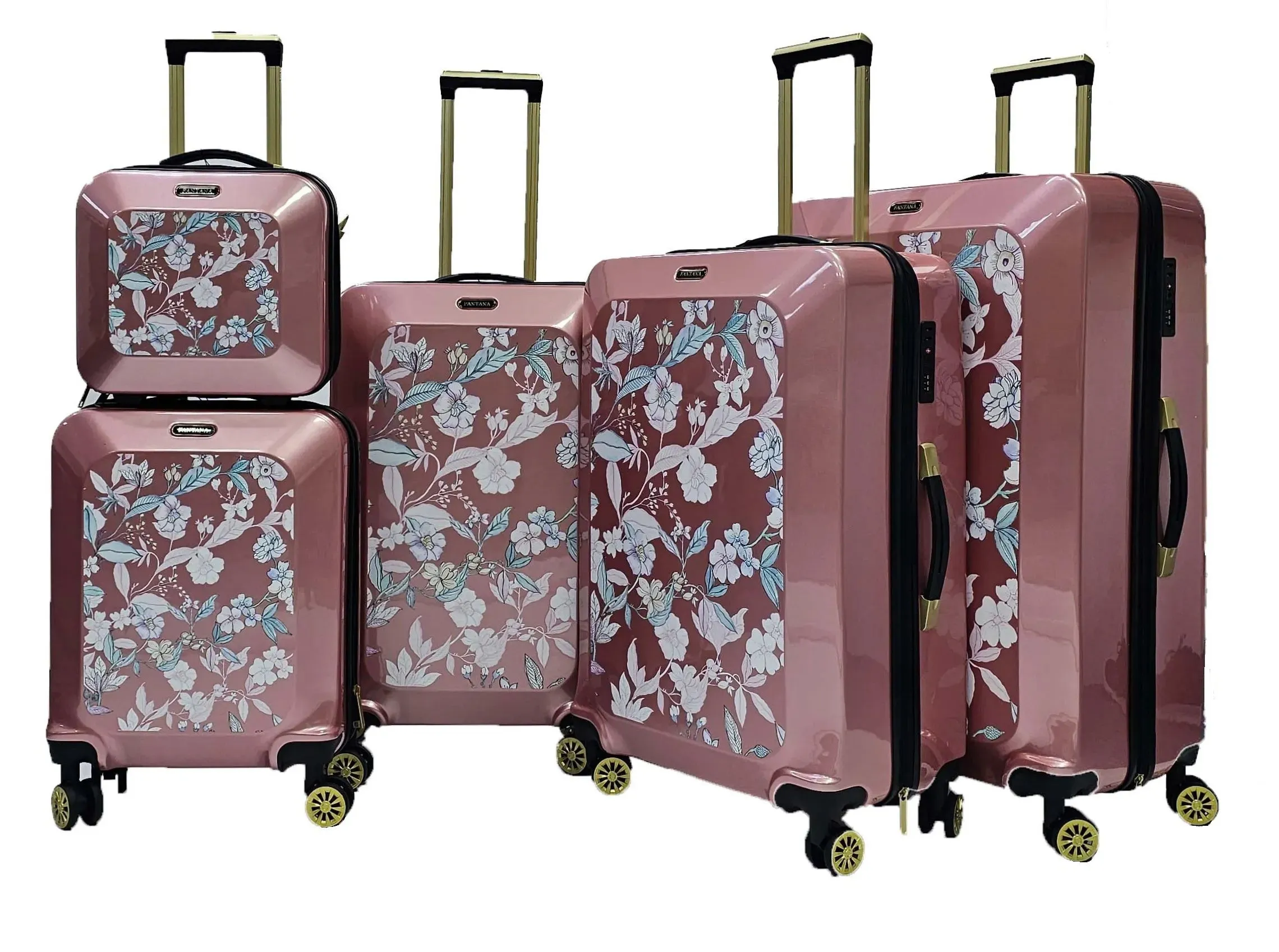 Floral Shiny Hard Case Shell Roller Wheels Suitcase