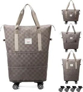 Foldable Travel Duffel Bag, Expandable Duffle Bag with Wheels, Lightweight Luggage Bags for Travel Carry on, Women Large Expandable Foldable Travel Bags Organizer for Luggage