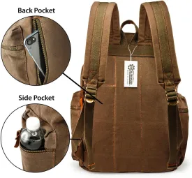 GEARONIC Vintage Canvas Backpack, Casual Daypack Backpacks for Men Women, 15inch Laptop Bag Travel Hiking Camping Rucksack
