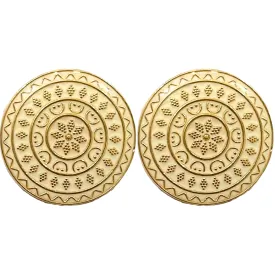 Golden & White Color Filligreen Designer Shiny Round 1 Hole Metal Buttons