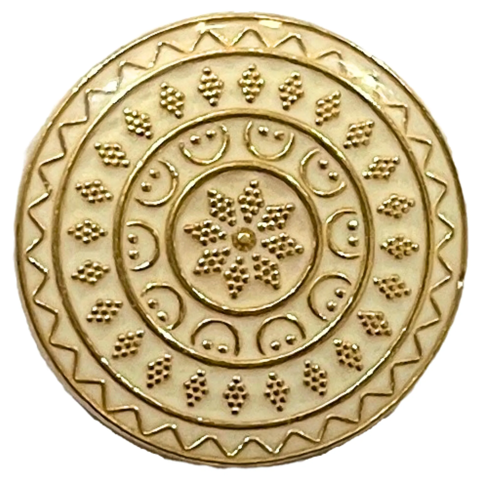Golden & White Color Filligreen Designer Shiny Round 1 Hole Metal Buttons