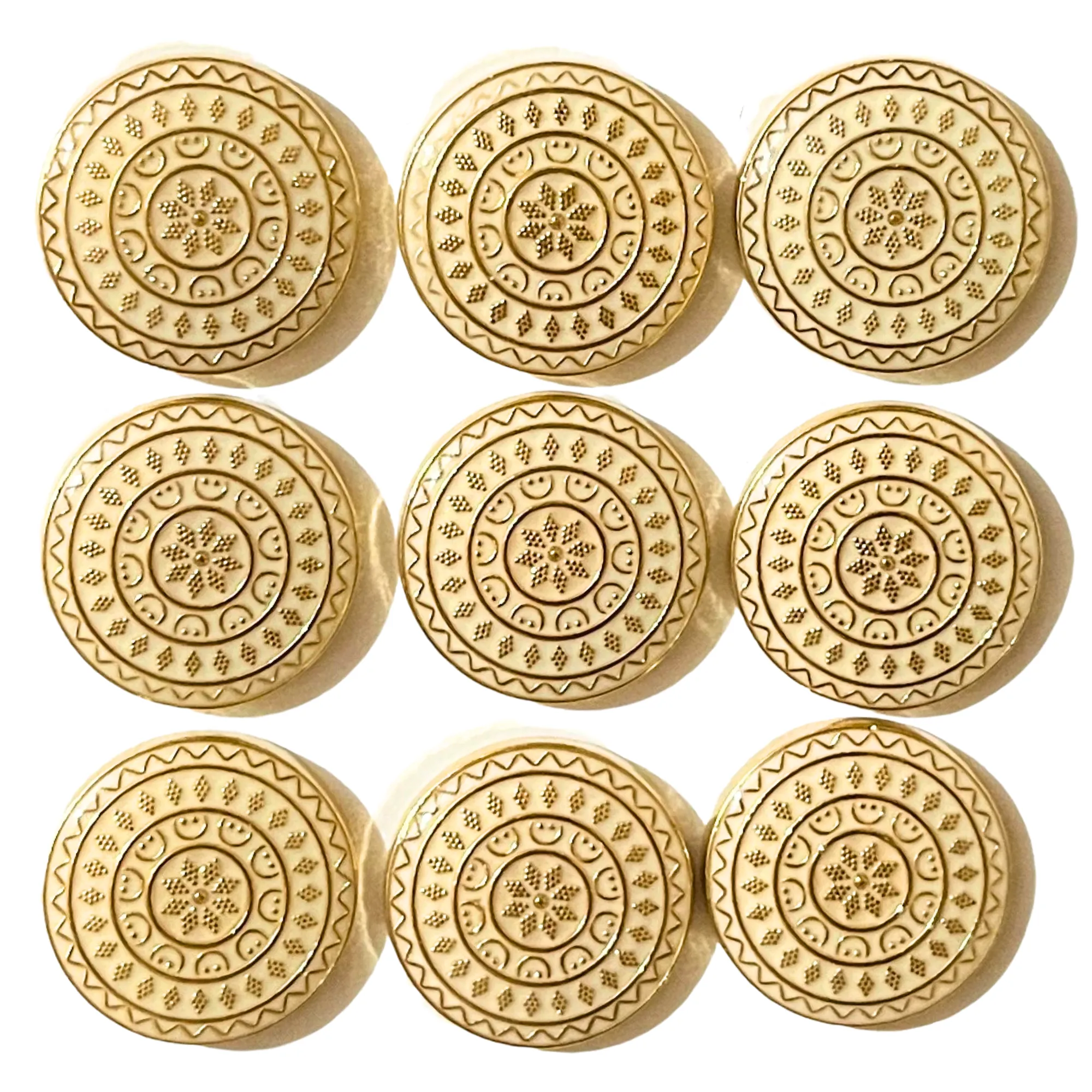 Golden & White Color Filligreen Designer Shiny Round 1 Hole Metal Buttons