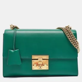 Green Leather Medium Padlock Shoulder Bag