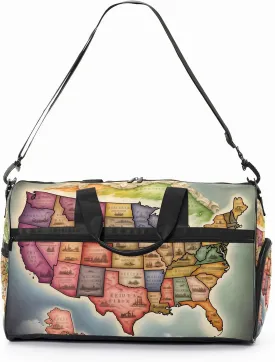 Gym Bag for Women Men, Yoga Bag with Shoe Pocket, Travel Duffel Tote Bag for Plane, Workout, Swimming, Weekend Overnight Bag Carry on Bag Hospital Holdalls, America Map - 18