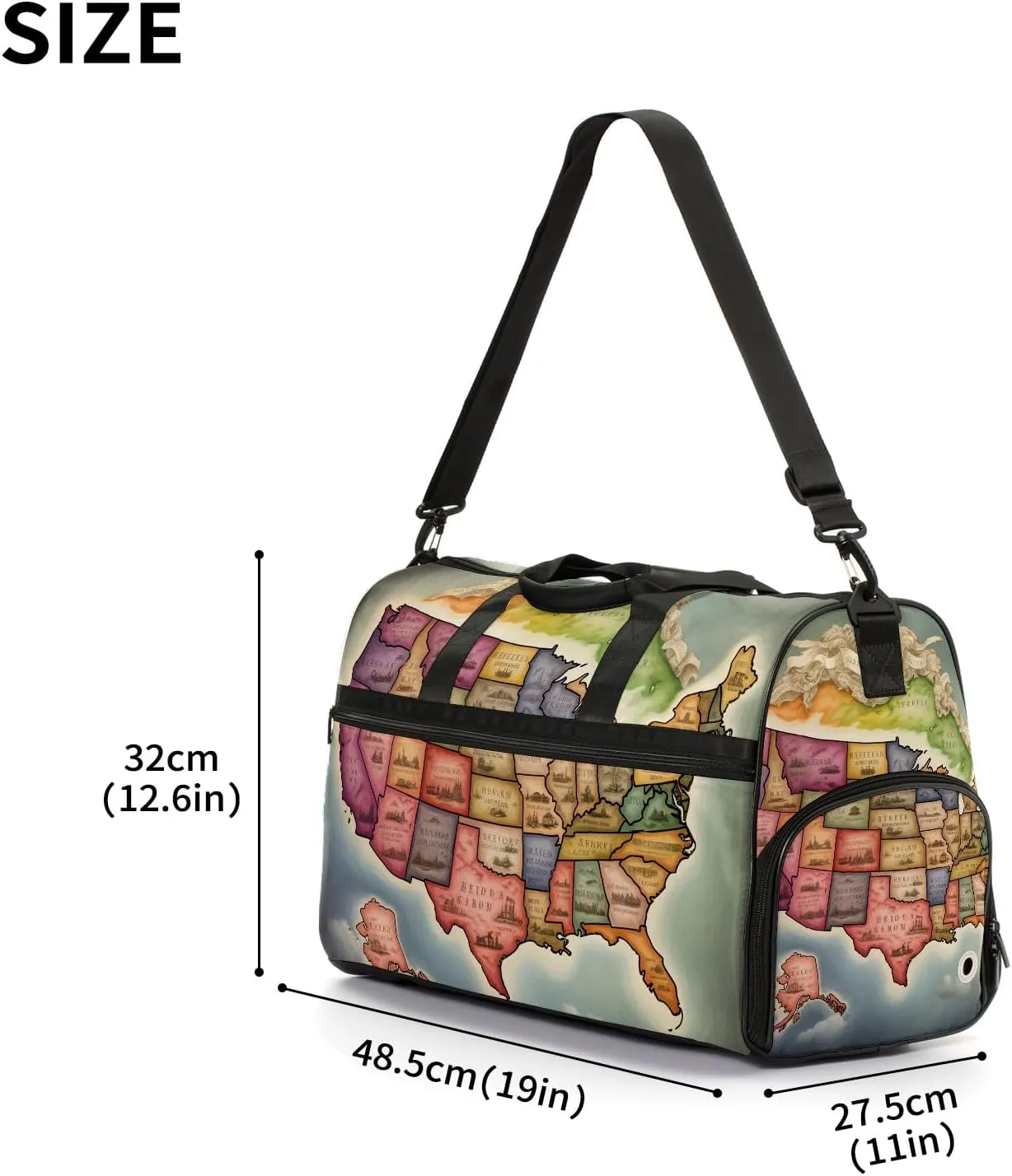 Gym Bag for Women Men, Yoga Bag with Shoe Pocket, Travel Duffel Tote Bag for Plane, Workout, Swimming, Weekend Overnight Bag Carry on Bag Hospital Holdalls, America Map - 18