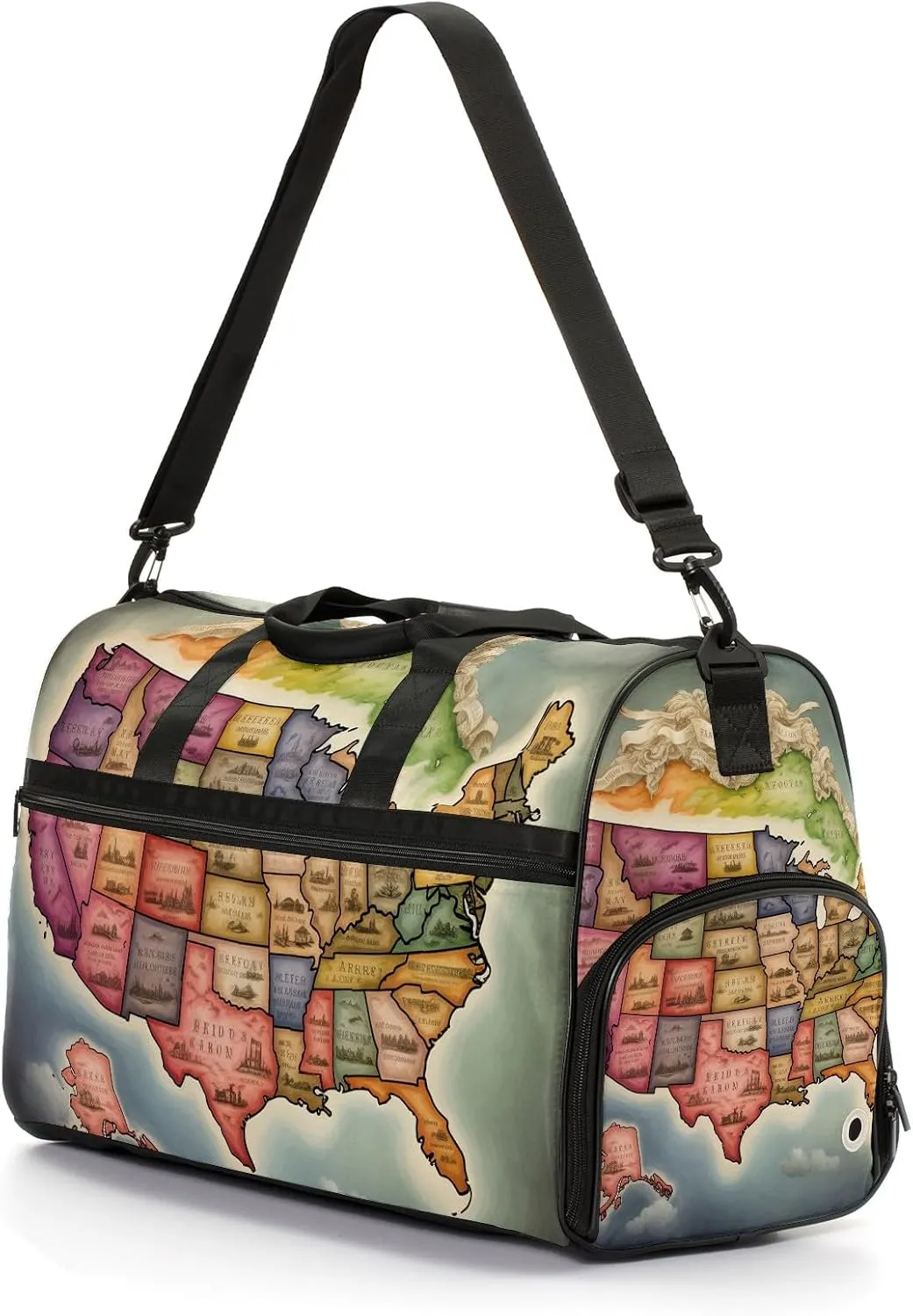 Gym Bag for Women Men, Yoga Bag with Shoe Pocket, Travel Duffel Tote Bag for Plane, Workout, Swimming, Weekend Overnight Bag Carry on Bag Hospital Holdalls, America Map - 18