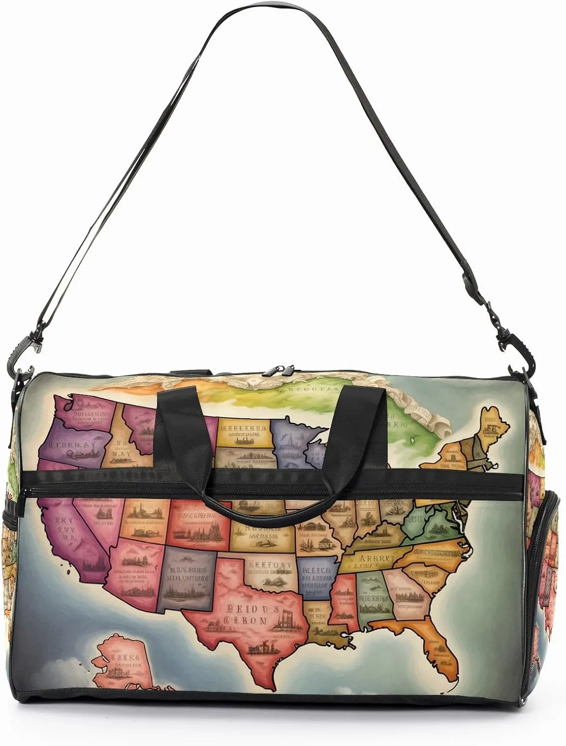 Gym Bag for Women Men, Yoga Bag with Shoe Pocket, Travel Duffel Tote Bag for Plane, Workout, Swimming, Weekend Overnight Bag Carry on Bag Hospital Holdalls, America Map - 18