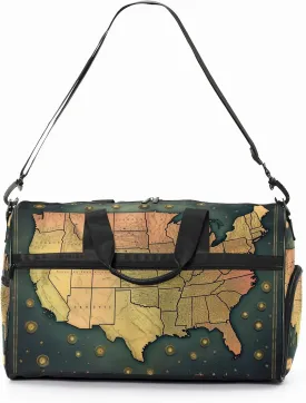 Gym Bag for Women Men, Yoga Bag with Shoe Pocket, Travel Duffel Tote Bag for Plane, Workout, Swimming, Weekend Overnight Bag Carry on Bag Hospital Holdalls, America Map - 26