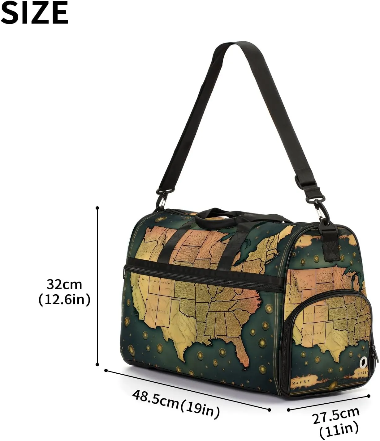 Gym Bag for Women Men, Yoga Bag with Shoe Pocket, Travel Duffel Tote Bag for Plane, Workout, Swimming, Weekend Overnight Bag Carry on Bag Hospital Holdalls, America Map - 26