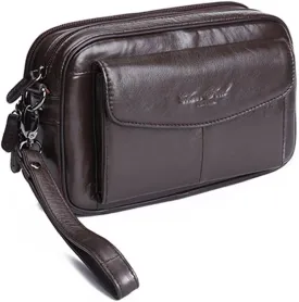 Hebetag Leather Clutch Purse Wallet for Men Organizer Holder Wrist Bag