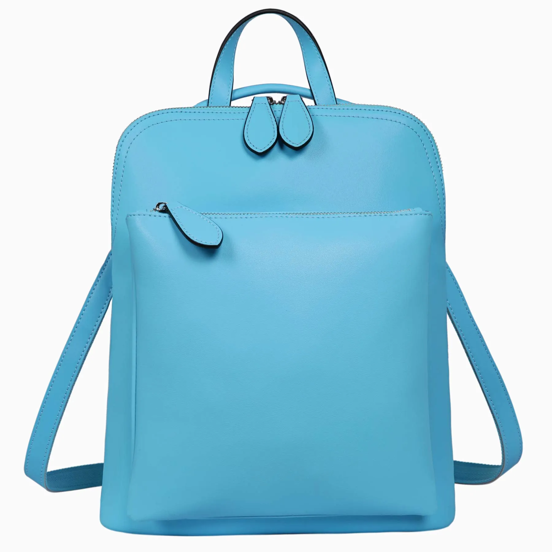 Heshe Women's Vintage Leather Backpack Casual Daypack for Ladies and Girls (Blue)