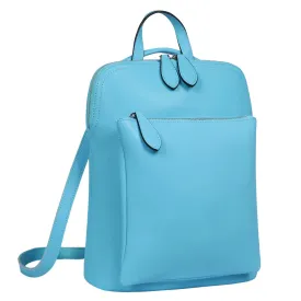Heshe Women's Vintage Leather Backpack Casual Daypack for Ladies and Girls (Blue)