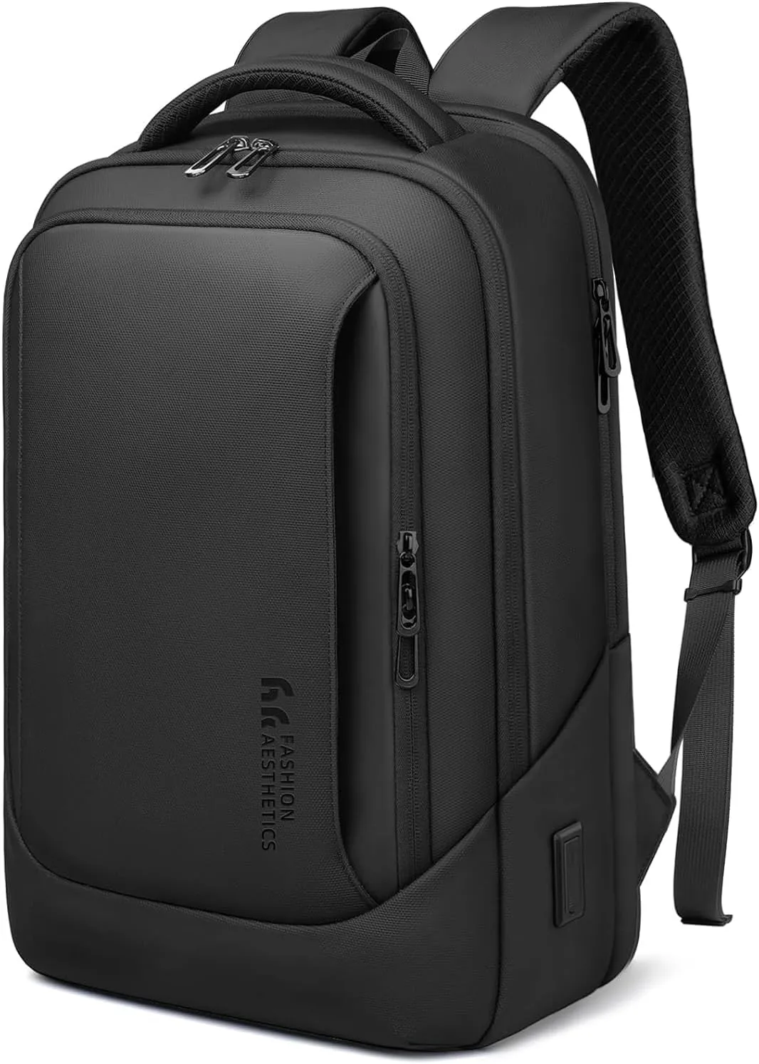 hk Laptop Backpack for Men with USB Charging Port Water-Resistant for 17.3 Inch Computer Bag Durable High-Tech Daypack Casual Backpack for Business Work College Weekender Travel- Black