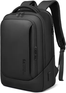 hk Laptop Backpack for Men with USB Charging Port Water-Resistant for 17.3 Inch Computer Bag Durable High-Tech Daypack Casual Backpack for Business Work College Weekender Travel- Black