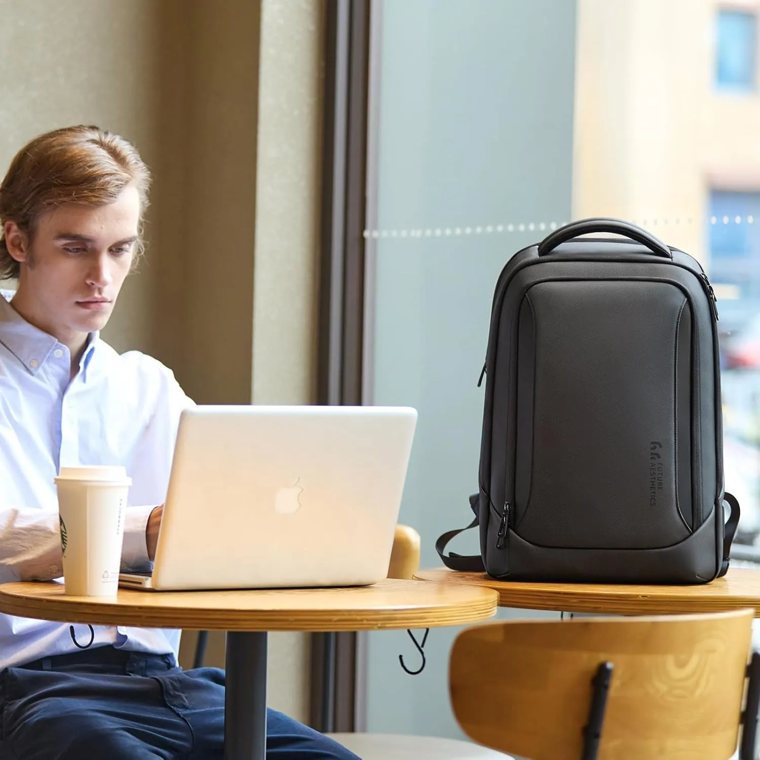 hk Laptop Backpack for Men with USB Charging Port Water-Resistant for 17.3 Inch Computer Bag Durable High-Tech Daypack Casual Backpack for Business Work College Weekender Travel- Black