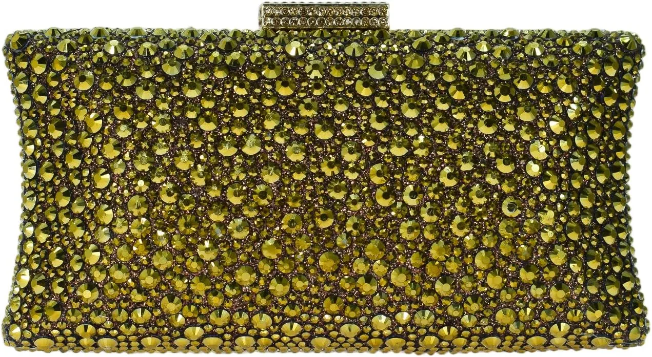 HUANG ZHUANG Sparkly Elegant Crystal Clutch Solid Rhinestone Handbags For Women Party Purse Bridal Prom Bag
