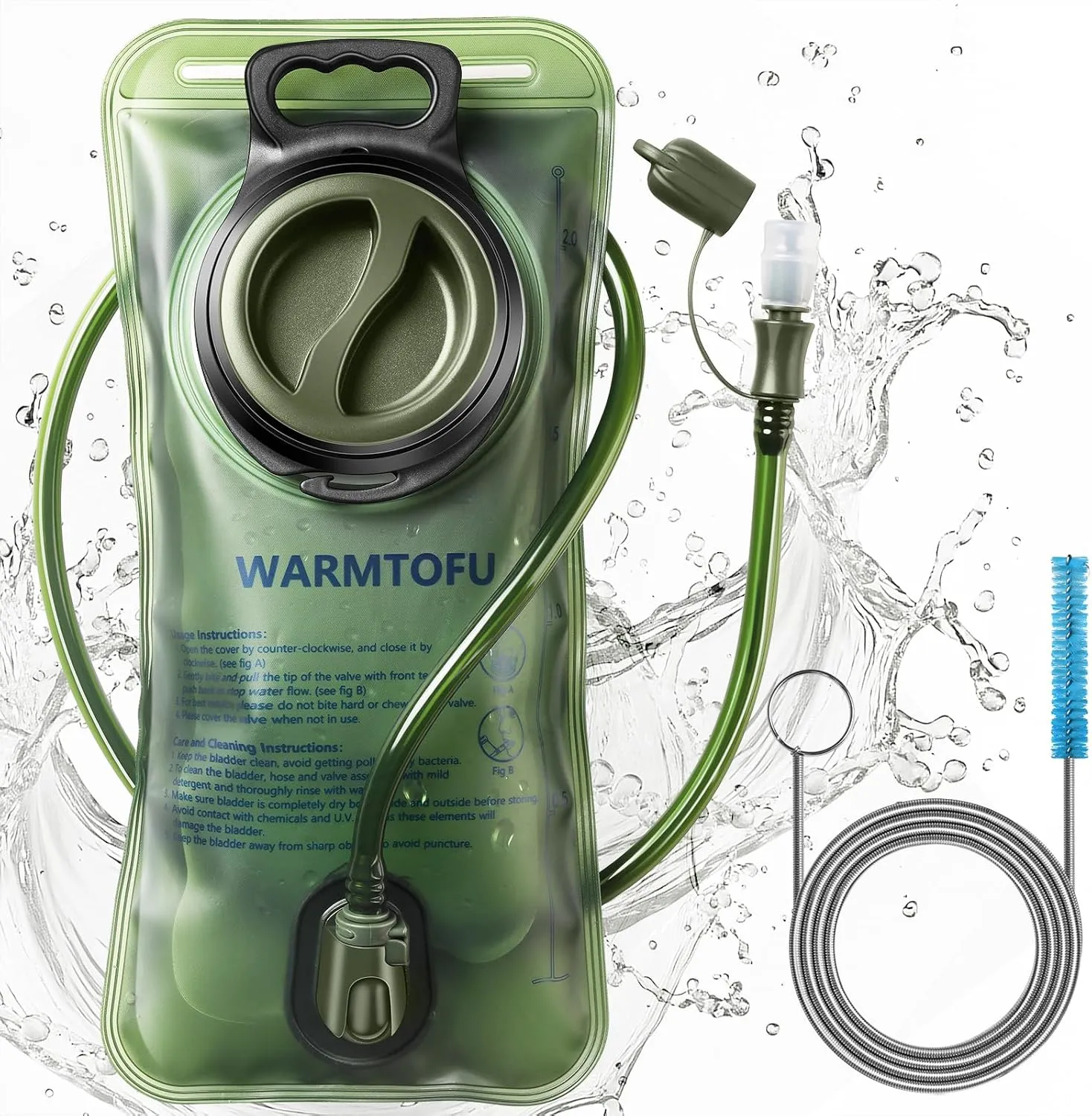 Hydration Bladder, 3rd Generation Water Bladder for Hiking Backpack, Upgrade Leak-Proof Water Reservoir, BPA-Free, 2 Liter Capacity, Premium Water Pouch, Easy To Carry for Biking, Running, Skiing