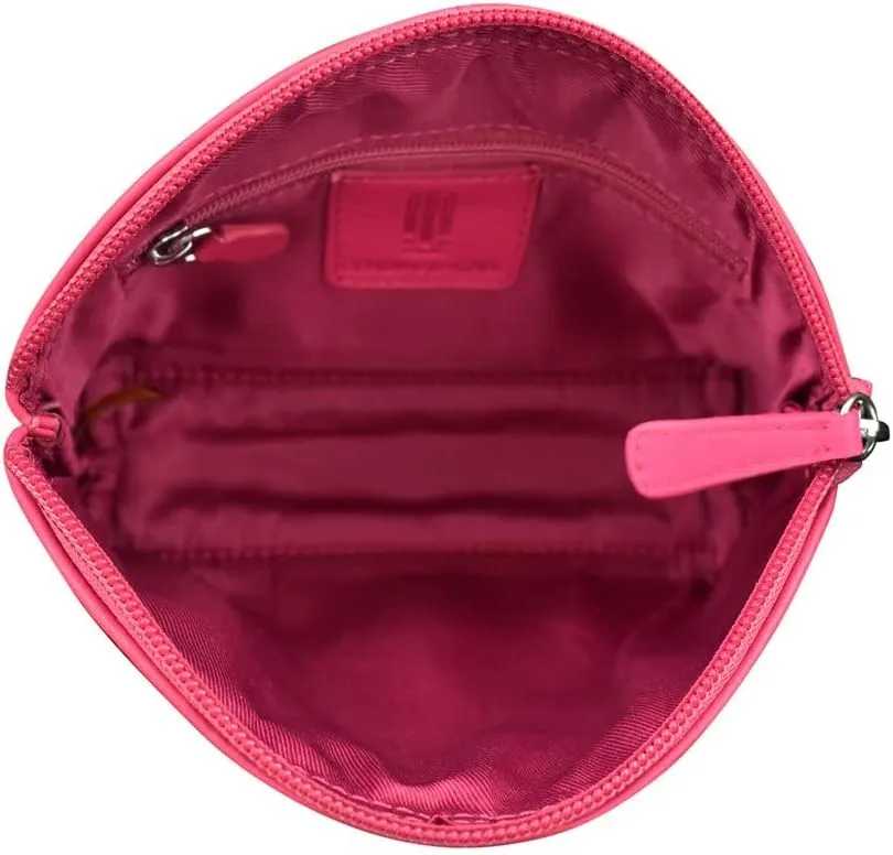 ili New York Genuine Leather Cosmetic Pouch  RFID Blocking, Leather Makeup Bag for Purse with Top Zip Closure & Interior Zip Pocket, Perfect as a Compact and Stylish Travel Cosmetic Bag