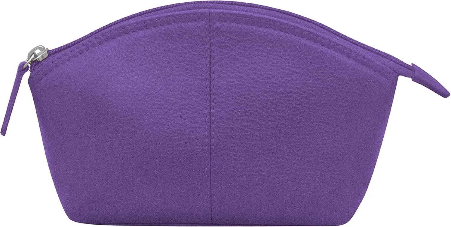 ili New York Genuine Leather Cosmetic Pouch  RFID Blocking, Leather Makeup Bag for Purse with Top Zip Closure & Interior Zip Pocket, Perfect as a Compact and Stylish Travel Cosmetic Bag