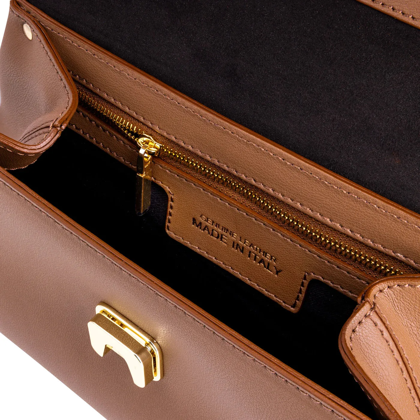 Italian Premium Leather Trapeze Bag  Brown