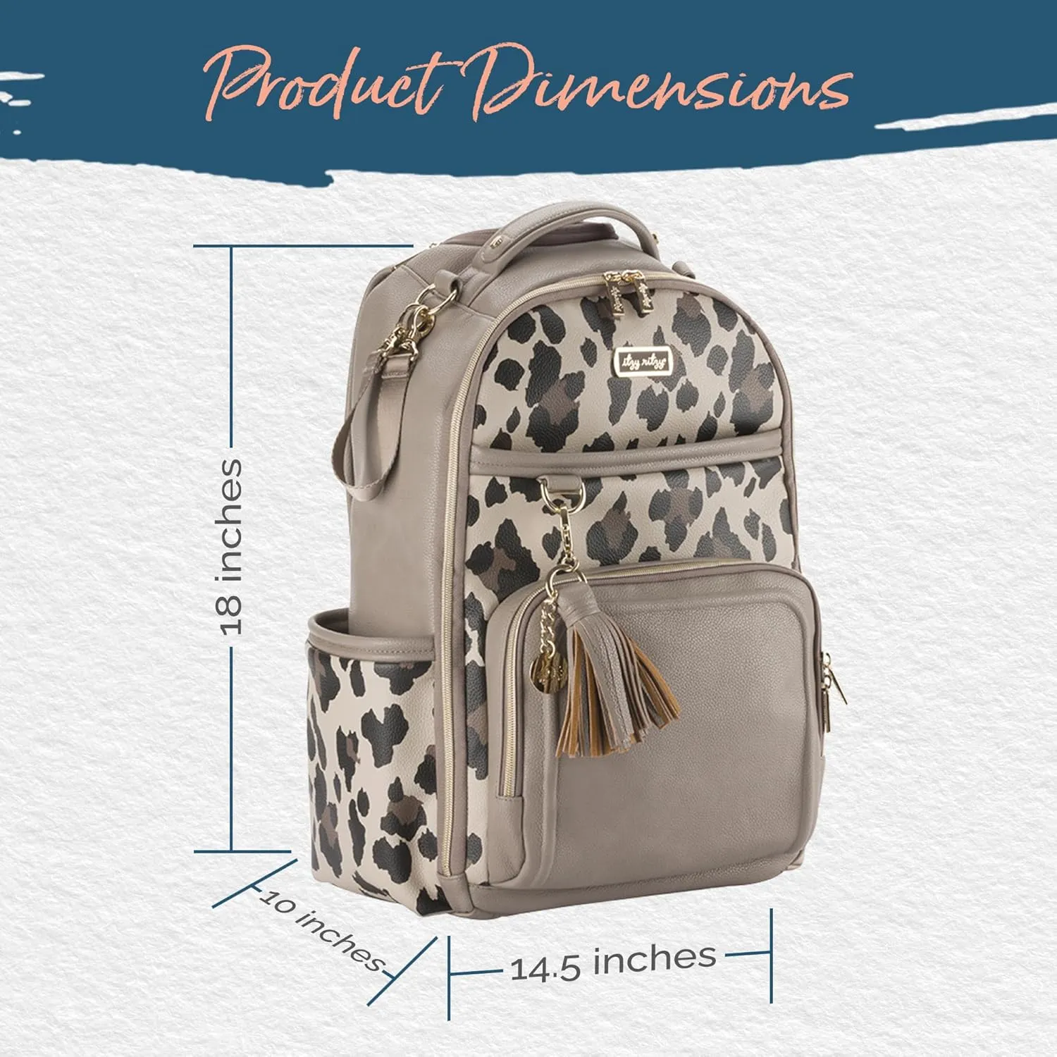 Itzy Ritzy Diaper Bag Backpack  Large Capacity Boss Plus Baby Backpack Diaper Bag Featuring 19 Pockets, Changing Pad, Stroller Clips, and Comfortable Backpack Straps, Leopard