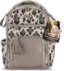 Itzy Ritzy Diaper Bag Backpack  Large Capacity Boss Plus Baby Backpack Diaper Bag Featuring 19 Pockets, Changing Pad, Stroller Clips, and Comfortable Backpack Straps, Leopard