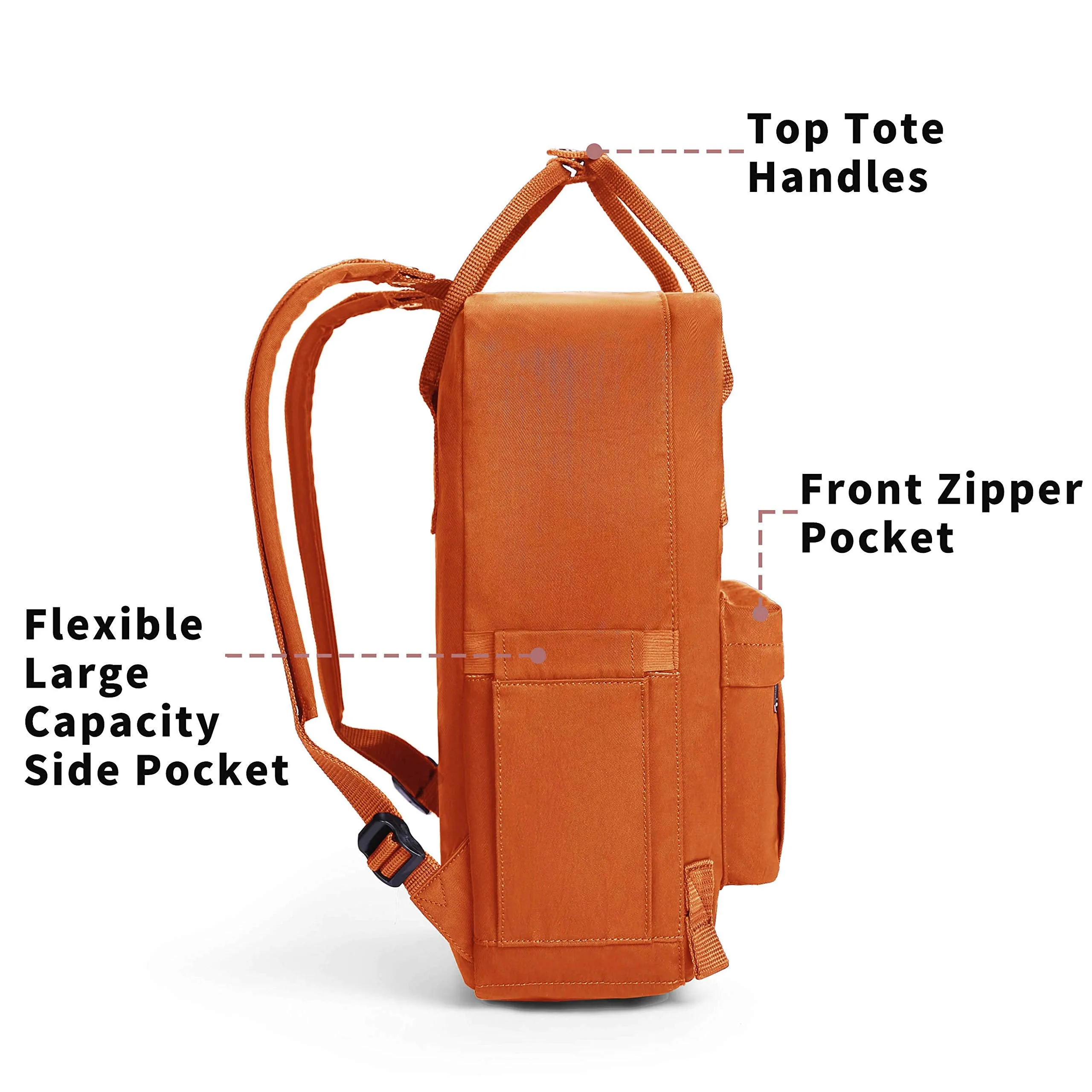 KALIDI Casual Backpack for Women,15 Inches Laptop Classic Backpack Camping Rucksack Travel Outdoor Daypack College School Bag, Orange