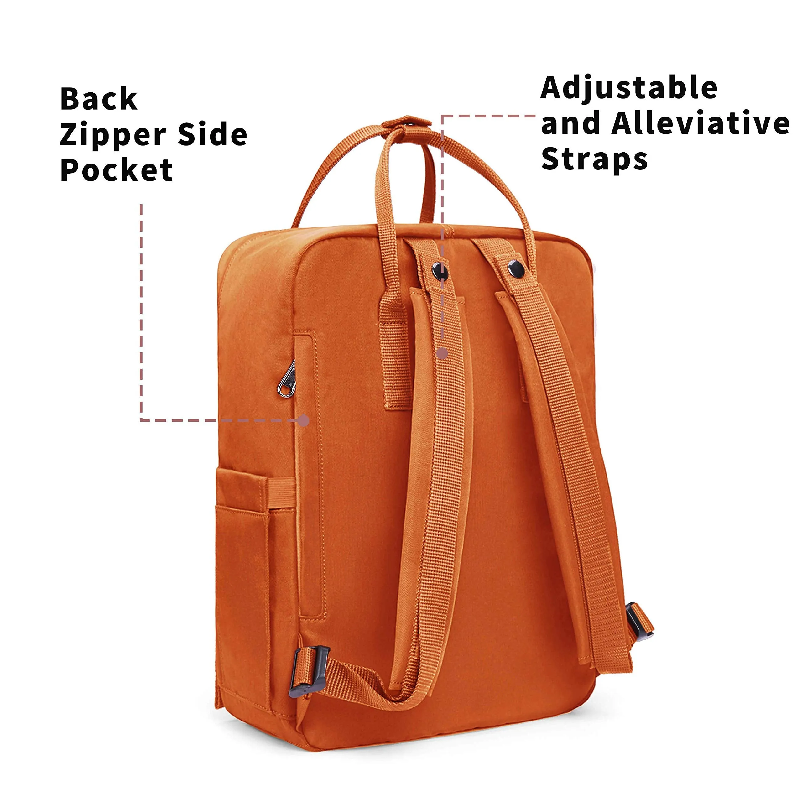 KALIDI Casual Backpack for Women,15 Inches Laptop Classic Backpack Camping Rucksack Travel Outdoor Daypack College School Bag, Orange
