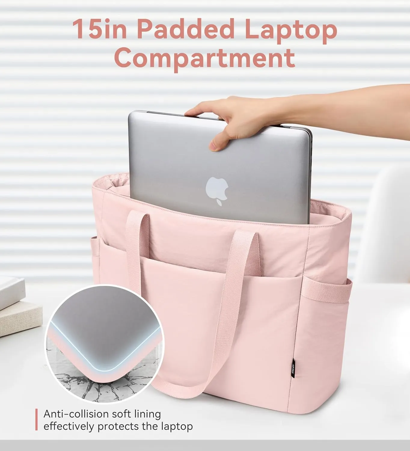 KALIDI Large Tote Bag for Women with Zipper, Quilted tote bag with Compartments,Laptop Casual Handbag Oversize Shoulder Bag