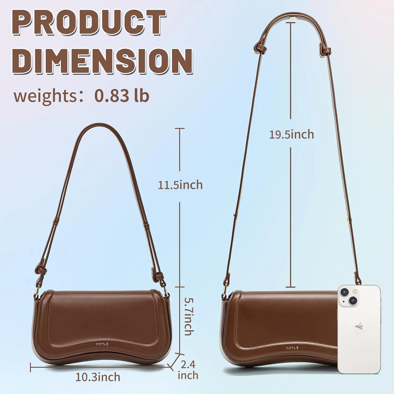 Keyli Small Shoulder Bag for women Trendy Crossbody Purse Waterproof Leather Handbags Clutch Tote Designer Bags