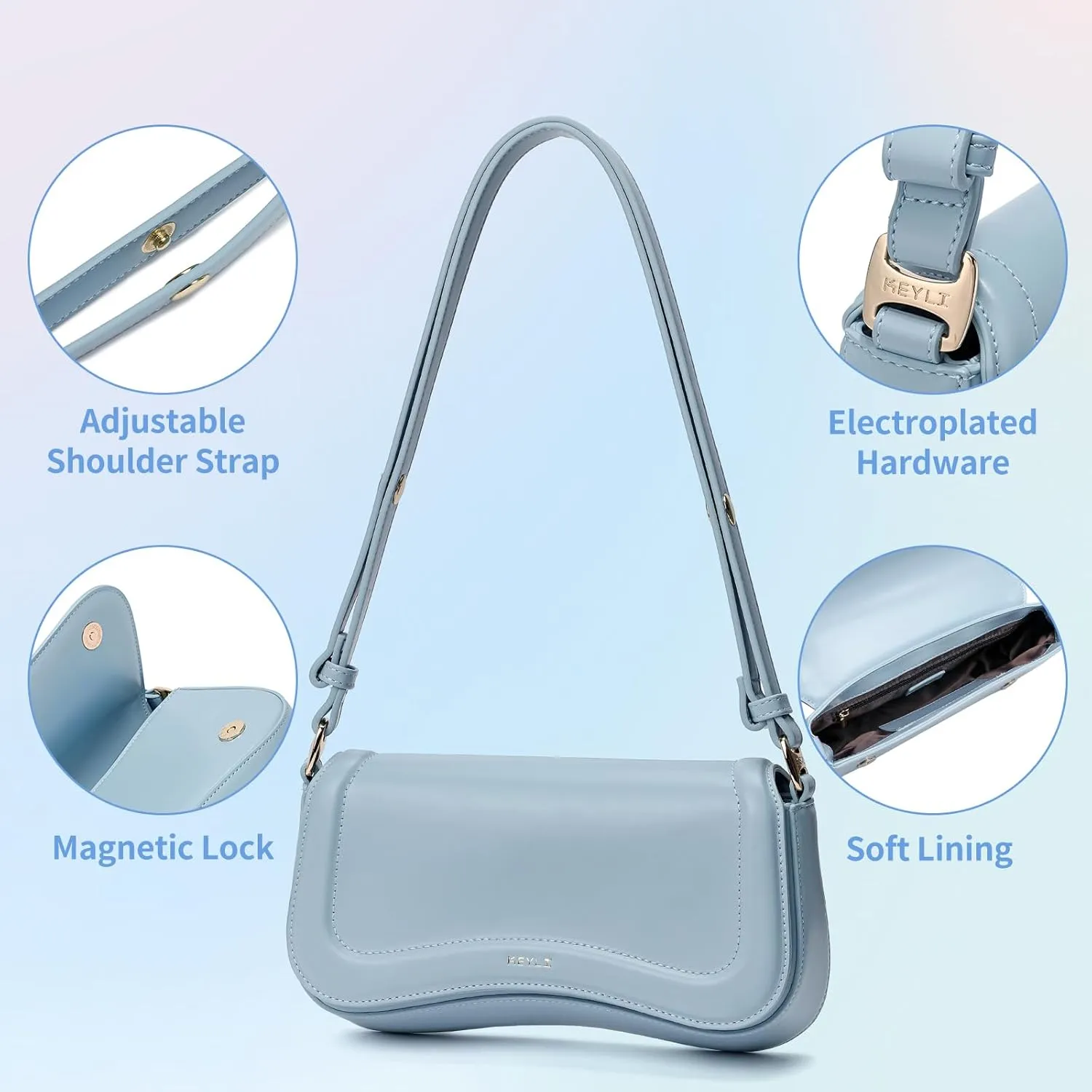 Keyli Small Shoulder Bag for women Trendy Crossbody Purse Waterproof Leather Handbags Clutch Tote Designer Bags