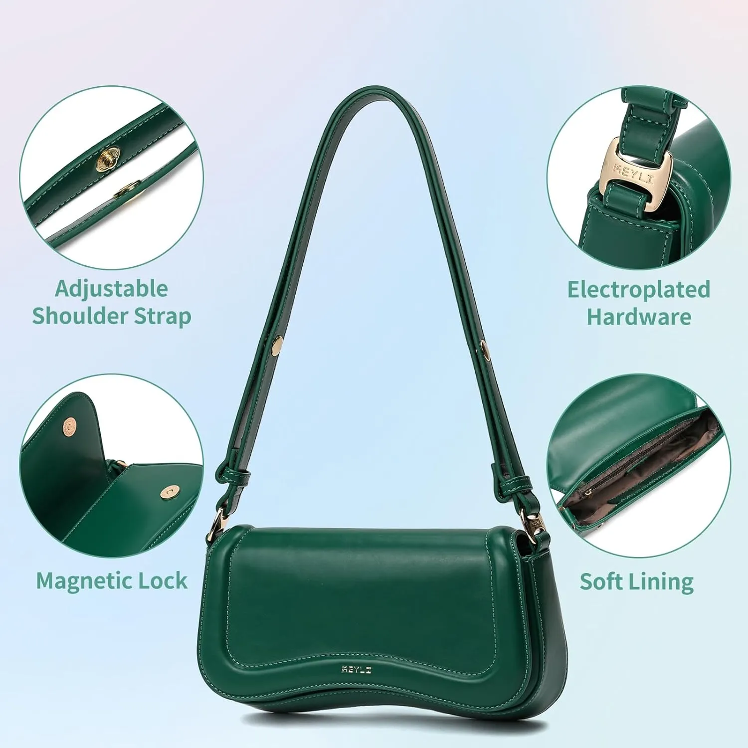 Keyli Small Shoulder Bag for women Trendy Crossbody Purse Waterproof Leather Handbags Clutch Tote Designer Bags