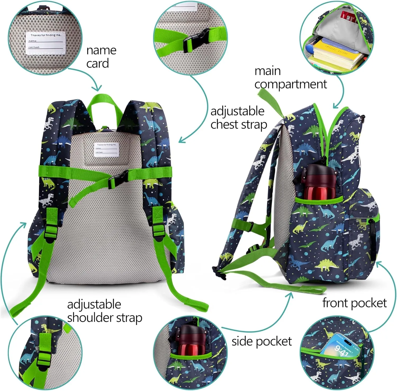 Kids Backpacks For Girls & Boys, Elementary School Bookbag, 14" H, For Kids 3-6 Medium