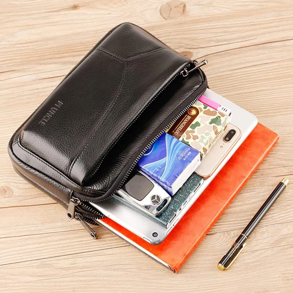 KPYWZER Leather Clutch Purse Wallet Men Wrist Bag