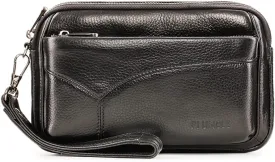 KPYWZER Leather Clutch Purse Wallet Men Wrist Bag