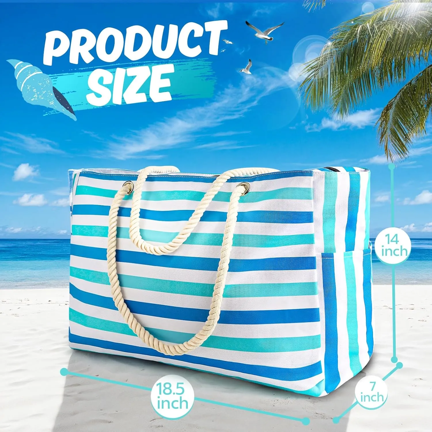 Large Beach Bag for Women & Men, Beach Bags Waterproof Sandproof, Travel Tote Bag, Swim Pool Bag for Family Outdoor