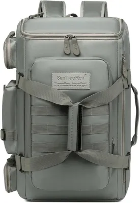 Large Travel Duffle Bags Backpack for Men Women, 50L Sports Gym Bag with Wet Pocket, Waterproof Carry On Backpack Weekender Overnight Backpack for Workout, Fitness, Outdoor, Business Dark Grey