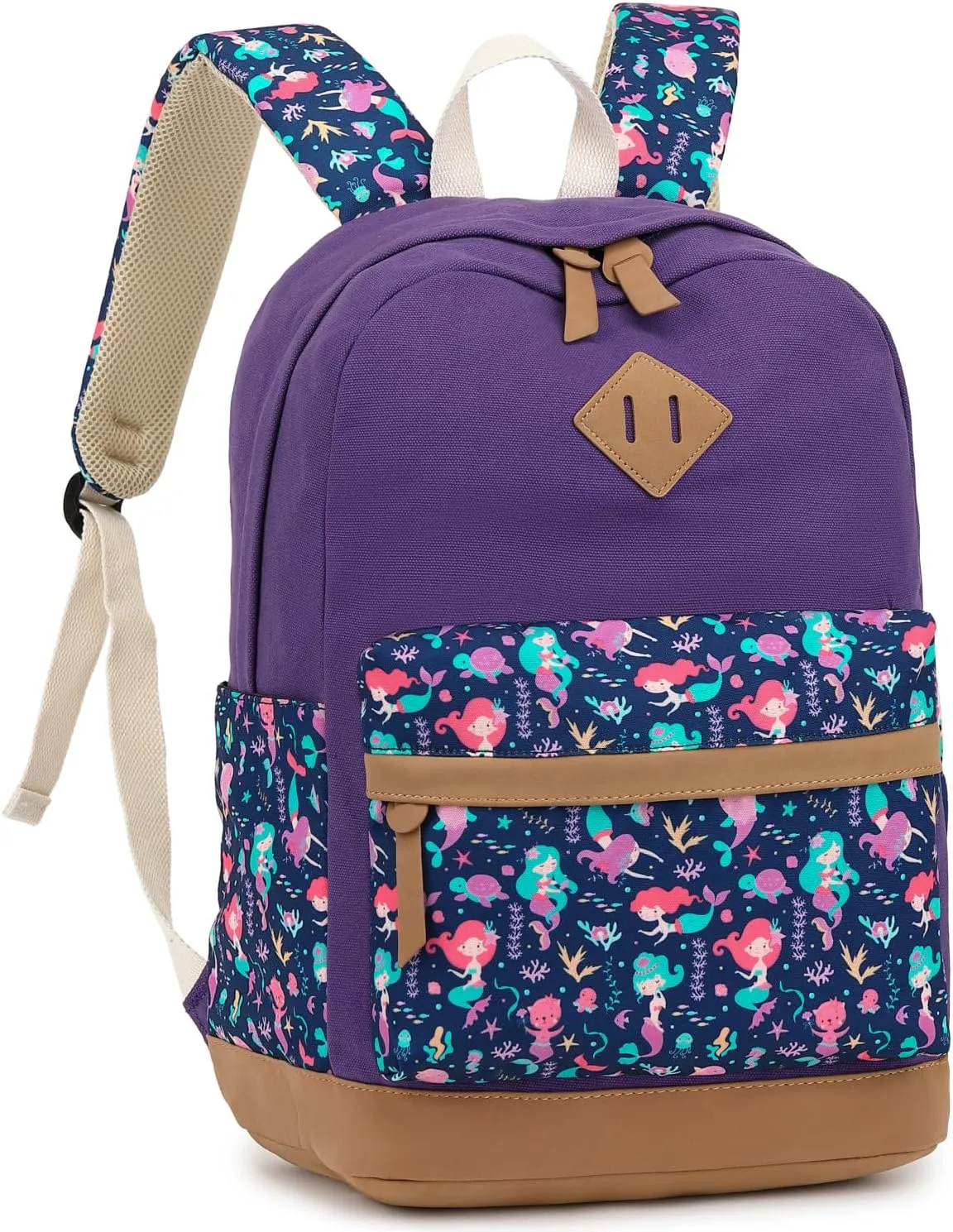 Leaper Girls Cute Backpack for School Laptop Backpack Canvas Travel Backpack for Women Kids Backpack College Kawaii Bookbag School Mermaid Purple