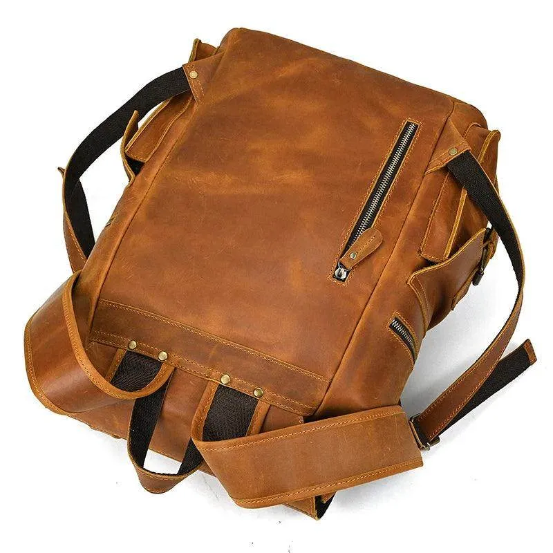 Leather Backpack Luxury Male Real Leather Travel Day Bag