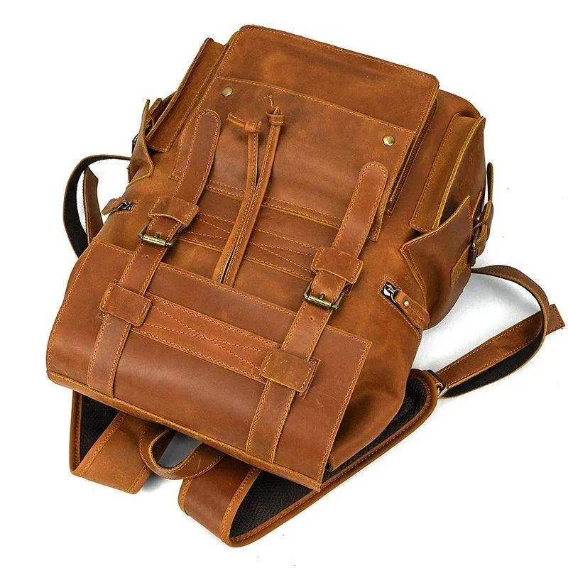 Leather Backpack Luxury Male Real Leather Travel Day Bag
