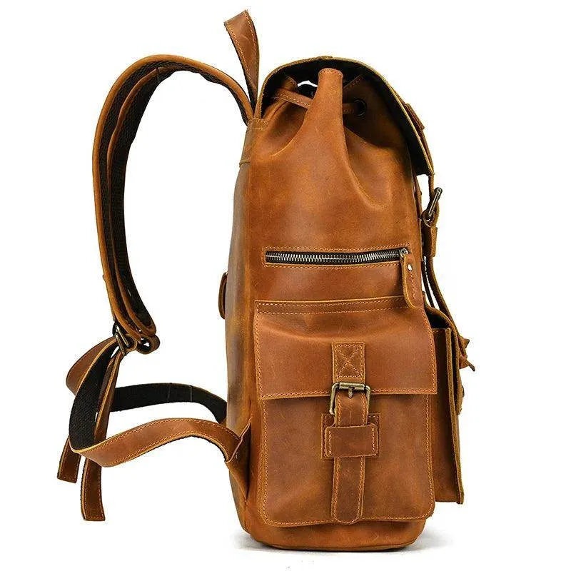 Leather Backpack Luxury Male Real Leather Travel Day Bag