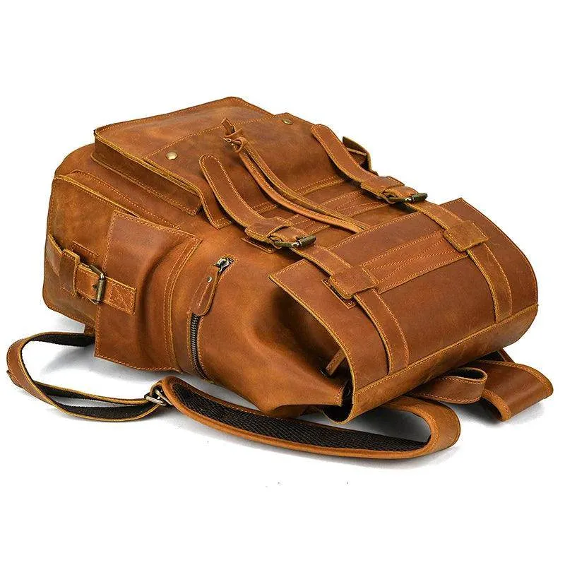 Leather Backpack Luxury Male Real Leather Travel Day Bag