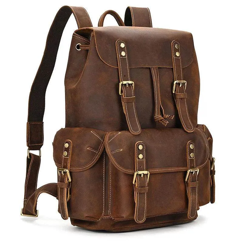 Leather Backpack Luxury Male Real Leather Travel Day Bag