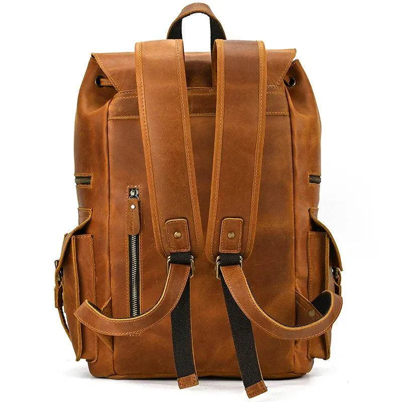 Leather Backpack Luxury Male Real Leather Travel Day Bag