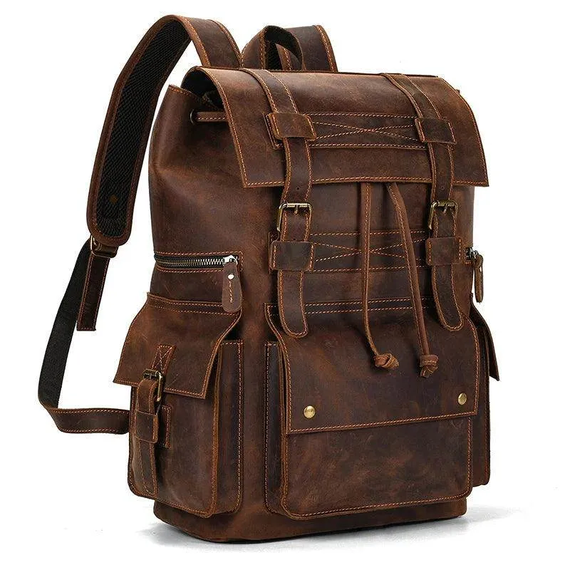 Leather Backpack Luxury Male Real Leather Travel Day Bag