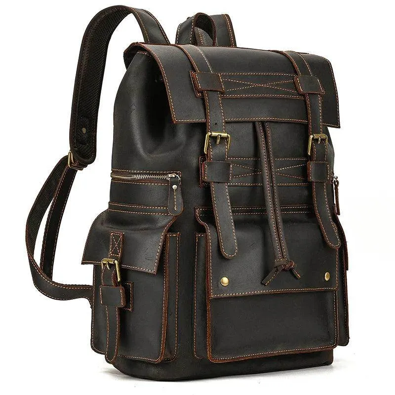Leather Backpack Luxury Male Real Leather Travel Day Bag