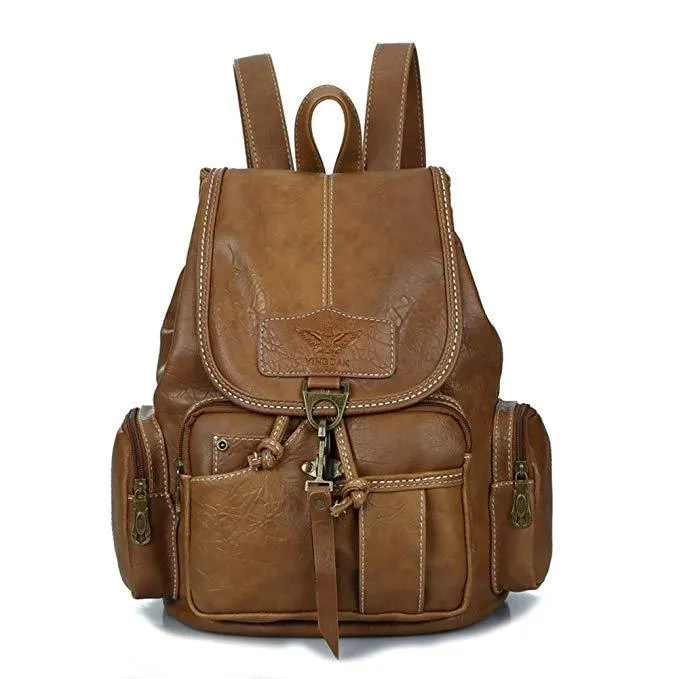 Leather Casual Backpacks Vintage Style